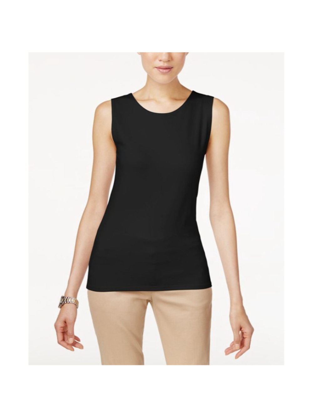 Alfani Women's Large Black Sleeveless Scoop-Neck Layering Tank Top NWT
